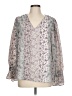 Andree by UNIT 100% Polyester Silver Teal 3/4 Sleeve Blouse Size L - photo 1
