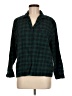 Eberjey 100% Cotton Plaid Green 3/4 Sleeve Button-Down Shirt Size M - photo 1