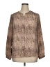 Kenar 100% Polyester Animal Print Pink Brown Long Sleeve Blouse Size XL - photo 1