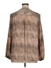 Kenar 100% Polyester Animal Print Pink Brown Long Sleeve Blouse Size XL - photo 2