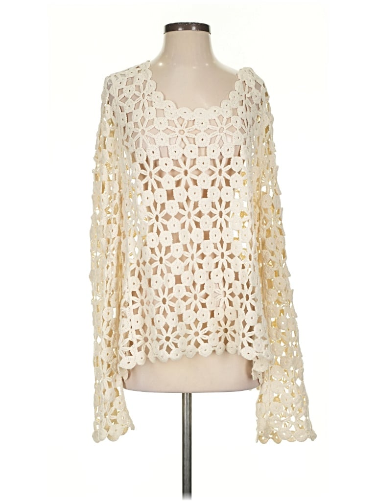 Pre-owned Coco + Carmen Long Sleeve Blouse In White