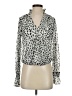 Express 100% Polyester Animal Print Silver Long Sleeve Blouse Size XS - photo 1