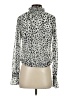 Express 100% Polyester Animal Print Silver Long Sleeve Blouse Size XS - photo 2