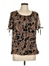 Tamara H. 100% Polyester Paisley Brown Short Sleeve Blouse Size L - photo 1