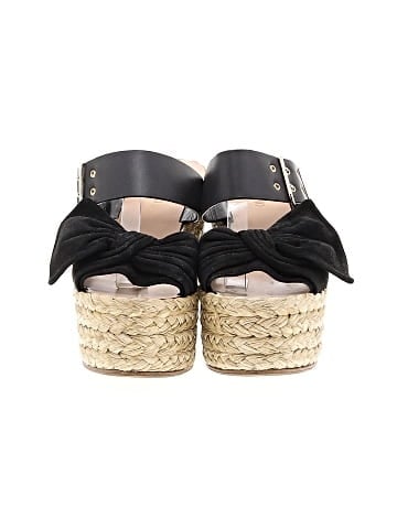 Valentino Garavani Leather Raffia Wedges (view 2)