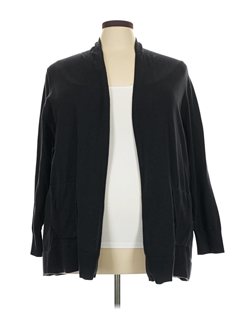 Pre-owned Lands' End Cardigan Sweater In Black