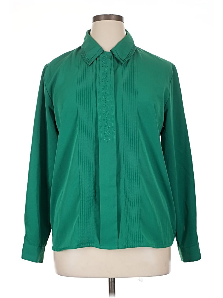 Pre-owned Claudia Richard Long Sleeve Blouse In Green
