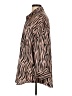 Glam 100% Polyester Animal Print Brown Long Sleeve Blouse Size L - photo 5