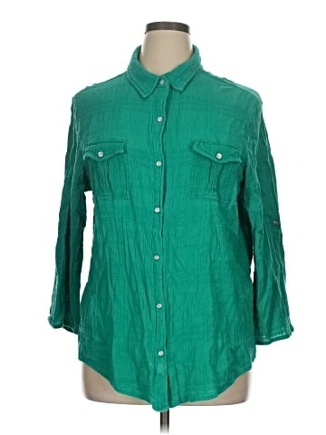 Only Necessities 3/4 Sleeve Button-Down Shirt (view 1)