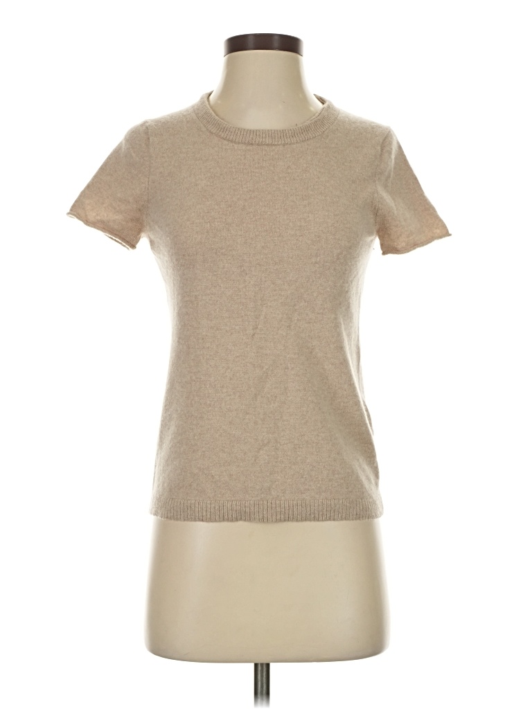 Pre-owned Jcrew Short Sleeve Top Tan Crew Neck Tops In Brown