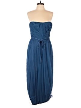 marchesa dress blue Steel Blue Off The Shoulder Satin Cowl Neck Gown