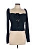 Self-Portrait 100% Polyester Black Teal Long Sleeve Top Size 10 - photo 1