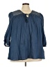 Chaps 100% Cotton Blue 3/4 Sleeve Blouse Size 3X - photo 1