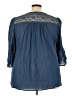 Chaps 100% Cotton Blue 3/4 Sleeve Blouse Size 3X - photo 2