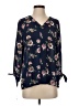 rue21 100% Polyester Floral Blue 3/4 Sleeve Blouse Size S - photo 1