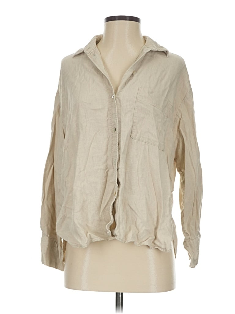 Pre-owned Zara Long Sleeve Blouse In White