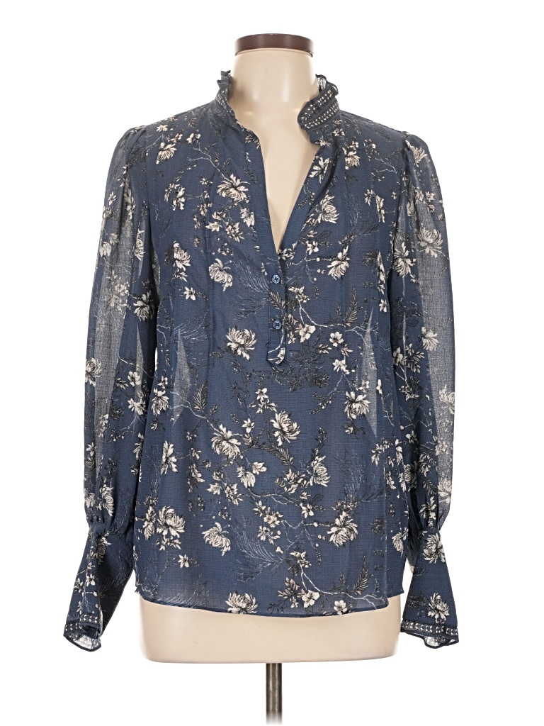 Pre-owned Max Studio Long Sleeve Blouse In Blue