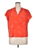 Joie 100% Polyester Floral Red Orange Short Sleeve Blouse Size XL - photo 1
