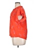 Joie 100% Polyester Floral Red Orange Short Sleeve Blouse Size XL - photo 5