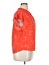 Joie 100% Polyester Floral Red Orange Short Sleeve Blouse Size XL - photo 4
