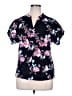 Unbranded Floral Black Short Sleeve Blouse Size XL - photo 1
