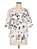 AB Studio 100% Rayon Ivory Short Sleeve Blouse Size L - photo 1