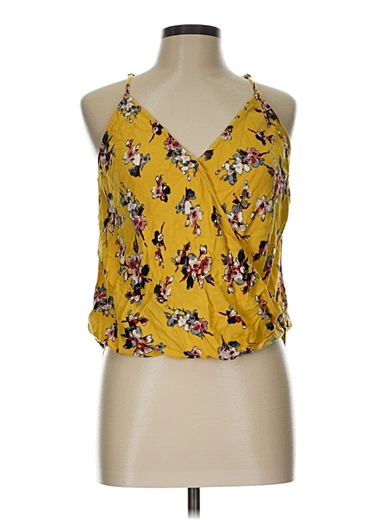 Pre-owned Staccato Tank Top Yellow Halter Neckline Tops