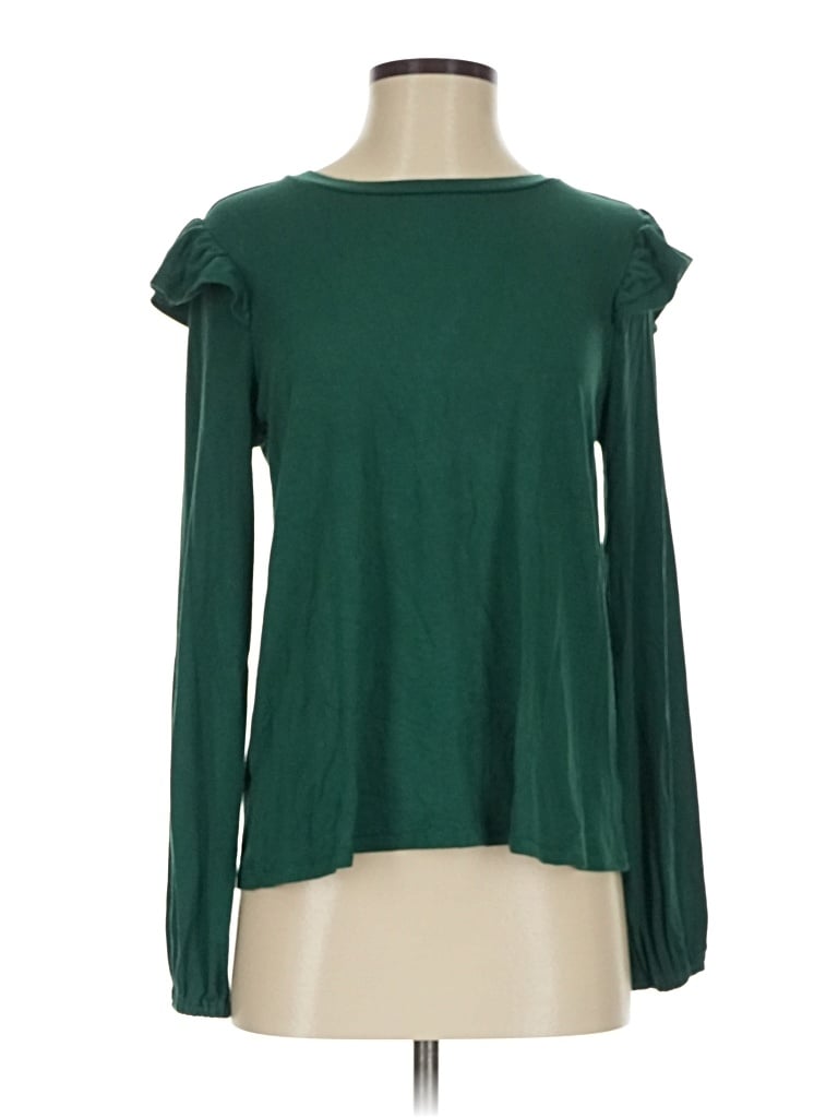 Pre-owned Crown & Ivy Long Sleeve T-shirt In Green