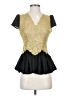 Sugar Lips 100% Polyester Gold Short Sleeve Blouse Size XS - photo 1