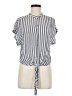 Luxe Apothetique Stripes Silver Short Sleeve Blouse Size M - photo 1