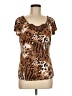Essentials Animal Print Brown Short Sleeve Top Size M - photo 1