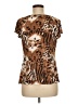 Essentials Animal Print Brown Short Sleeve Top Size M - photo 2