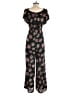 Collective Concepts 100% Polyester Floral Black Jumpsuit Size S - photo 2