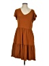 HOTOUCH Solid Brown Orange Casual Dress Size S - photo 1