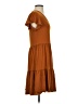 HOTOUCH Solid Brown Orange Casual Dress Size S - photo 4