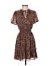 CeCe 100% Polyester Floral Brown Casual Dress Size XXS - photo 1