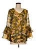 CAbi 100% Polyester Floral Multi Color Yellow 3/4 Sleeve Blouse Size M - photo 1