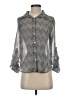 About A Girl 100% Polyester Chevron-herringbone Silver Long Sleeve Blouse Size S - photo 1