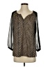 Ann Taylor 100% Polyester Chevron-herringbone Black 3/4 Sleeve Blouse Size XS - photo 1