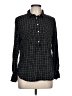 Merona 100% Rayon Checkered-gingham Black Long Sleeve Button-Down Shirt Size L - photo 1