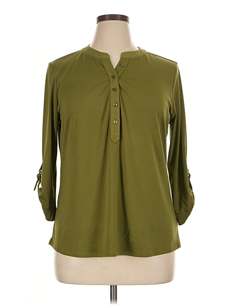 Pre-owned Fortune + Ivy 3/4 Sleeve Blouse In Green