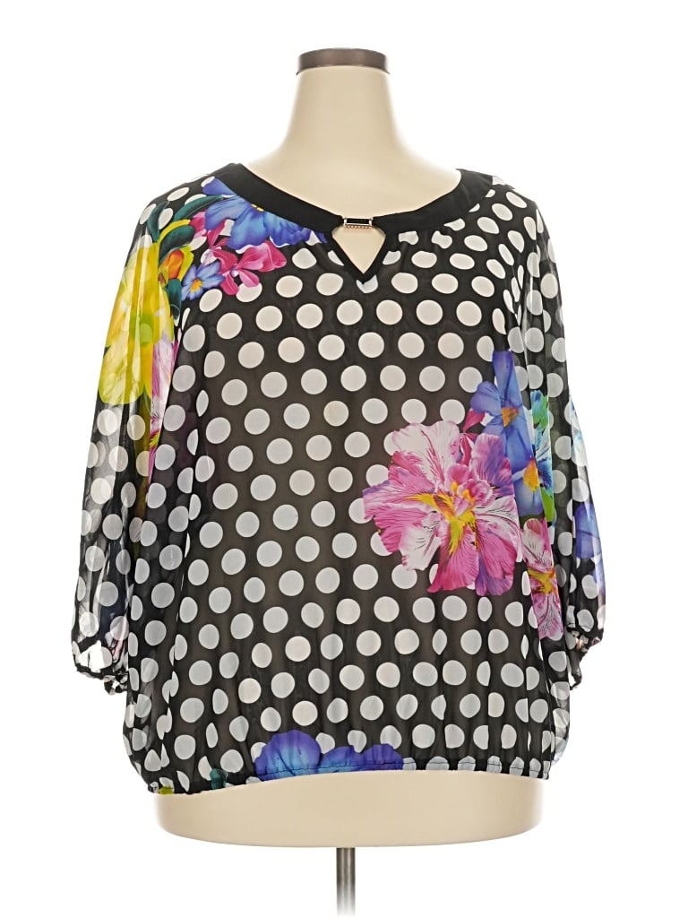 Pre-owned Unique Spectrum 3/4 Sleeve Blouse In Black