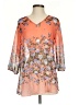 Unbranded 100% Polyester Orange 3/4 Sleeve Blouse Size S - photo 1