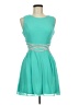 Crystal Doll 100% Polyester Solid Teal Cocktail Dress Size 9 - photo 1