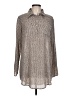 About A Girl 100% Polyester Polka Dots Silver Tan Long Sleeve Blouse Size L - photo 1
