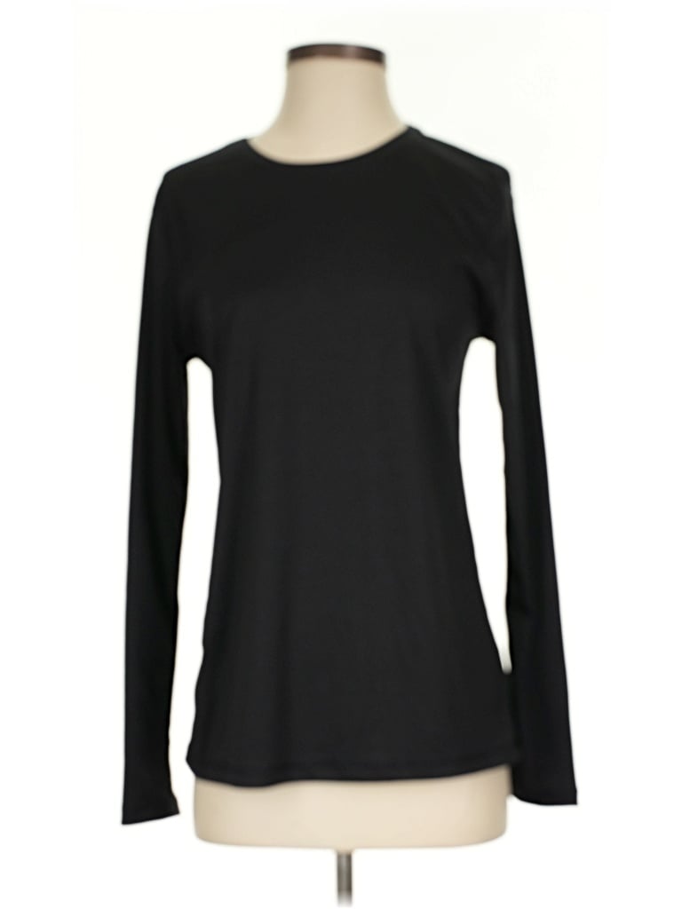 Pre-owned Athletic Works Long Sleeve Top Black Crew Neck Tops