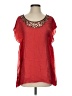 BCBGMAXAZRIA 100% Silk Red Short Sleeve Silk Top Size XS - photo 1