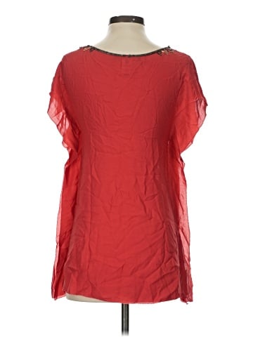 BCBGMAXAZRIA Short Sleeve Silk Top (view 2)