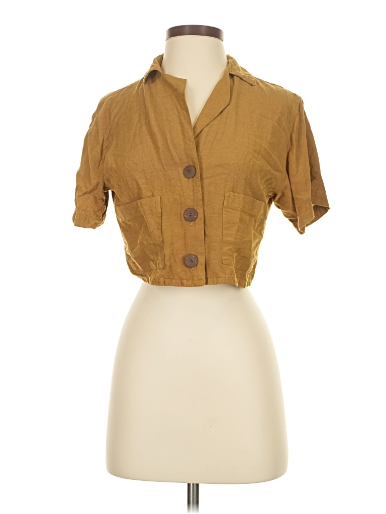 Pre-owned Assorted Brands Short Sleeve Blouse In Brown