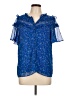 CeCe 100% Polyester Floral Multi Color Blue Short Sleeve Blouse Size L - photo 1